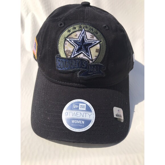 Dallas Cowboys New Era 9TWENTY Salute To Service Hat Womens Adjustable Black - Picture 2 of 10